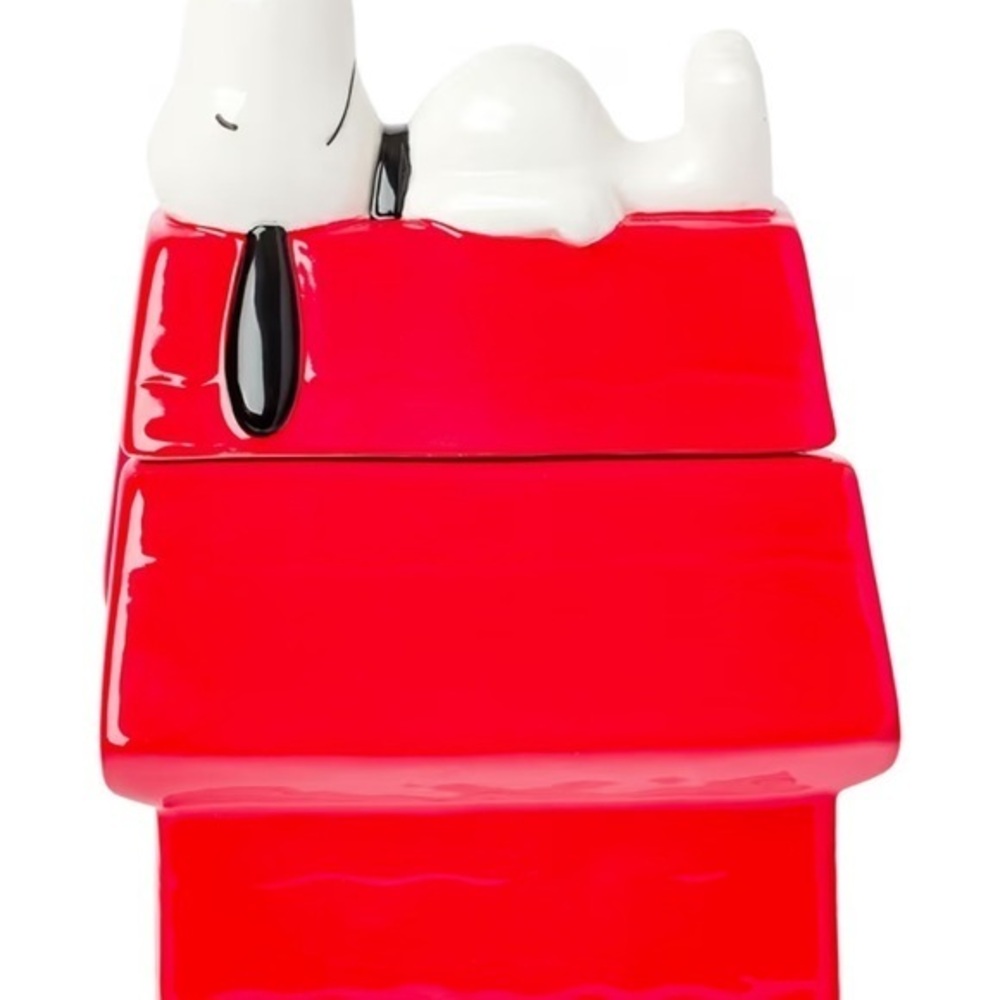 Red Snoopy Doghouse Ceramic Cookie Jar